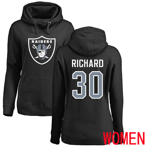 Oakland Raiders Black Women Jalen Richard Name and Number Logo NFL Football #30 Pullover Hoodie Sweatshirts